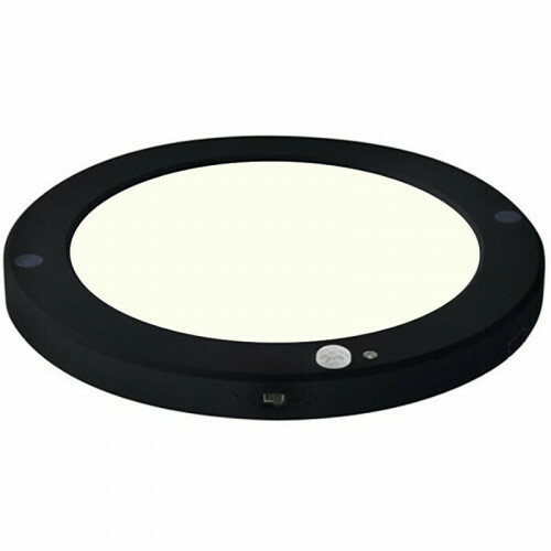 Plafonnier LED avec Détecteur de Mouvement + Interrupteur Crépusculaire - 18W - Blanc Neutre 4000K - Angle de Détection 360° - Saillie/Encastré - Rond - Noir Mat