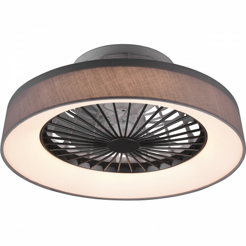 Plafonnier LED avec ventilateur - Ventilateur de Plafond - Trion Farali - 30W - Couleur de lumière ajustable - Télécommande - Dimmable - Rond - Mat Gris - Plastique