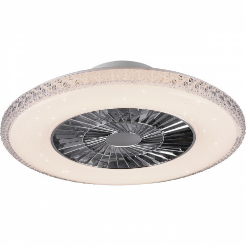 Plafonnier LED avec ventilateur - Ventilateur de Plafond - Trion Haron - 40W - Télécommande - Couleur de lumière ajustable - Dimmable - Rond - Mat Chrome - Plastique
