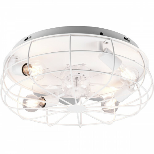 Plafonnier LED avec ventilateur - Ventilateur de Plafond - Trion Turbind - Douille E27 - Télécommande - Rond - Mat Blanc - Aluminium