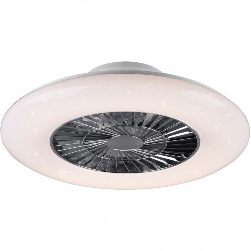 Plafonnier LED avec ventilateur - Ventilateur de Plafond - Trion Vison - 40W - Couleur de lumière ajustable - Télécommande - Dimmable - Rond - Mat Chrome - Plastique