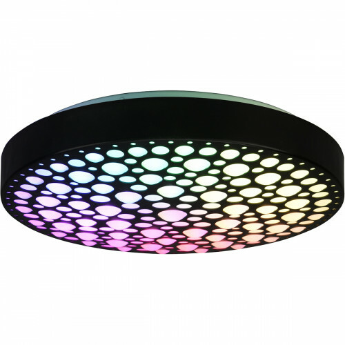 Plafonnier LED - Éclairage de Plafond - Trion Carol - 22W - Couleur de lumière ajustable - RGB - Télécommande - Dimmable - Rond - Mat Noir - Plastique