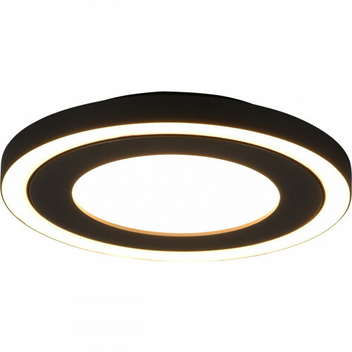 Plafonnier LED - Éclairage de Plafond - Trion Coman - 17W - Blanc Chaud 3000K - Rond - Mat Noir - Plastique