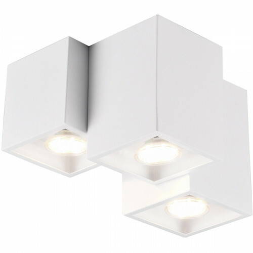 Plafonnier LED - Éclairage de Plafond - Trion Ferry - Douille GU10 - 3-lumières - Rectangle - Mat Blanc - Aluminium
