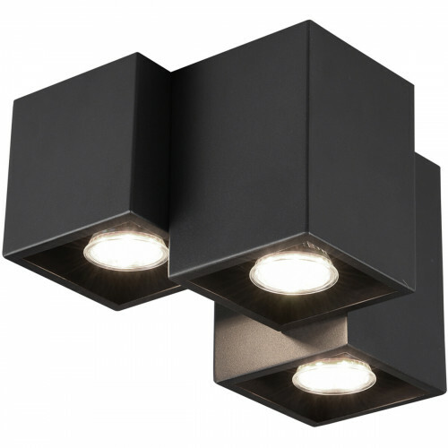 Plafonnier LED - Éclairage de Plafond - Trion Ferry - Douille GU10 - 3-lumières - Rectangle - Mat Noir - Aluminium