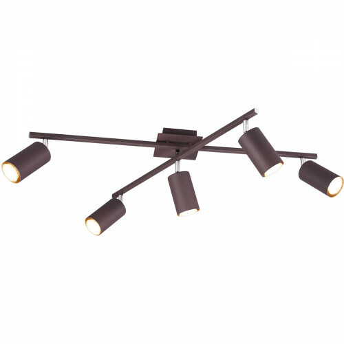 Spot de plafond LED - Trion Mary - Douille GU10 - 5-lumières - Rectangle - Couleur Rouille - Aluminium