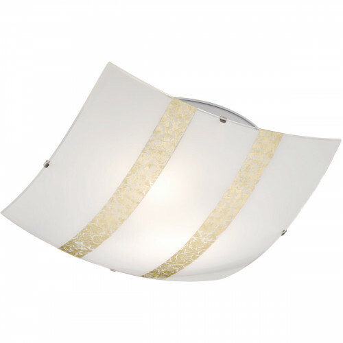 Plafonnier LED - Éclairage de Plafond - Trion Niki - Douille E27 - 2-lumières - Carré - Mat Or - Verre