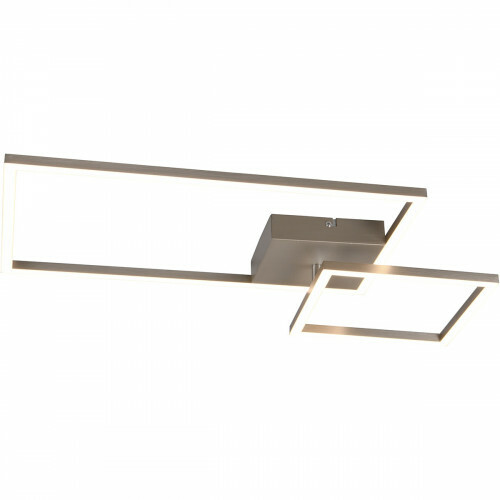 Plafonnier LED - Éclairage de Plafond - Trion Pado - 25W - Blanc Chaud 3000K - Dimmable - Rectangle - Mat Nickel - Aluminium
