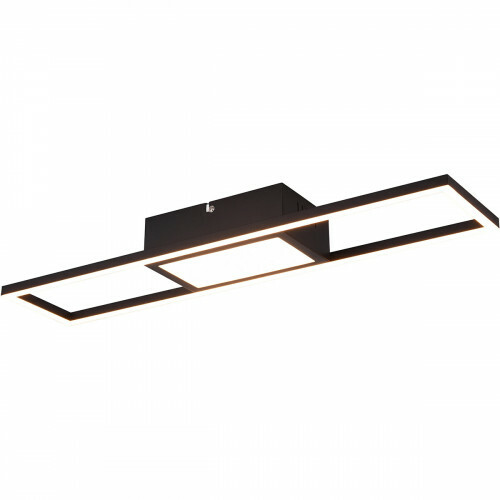 Plafonnier LED - Éclairage de Plafond - Trion Riyaz - 22W - Couleur de lumière ajustable - Télécommande - Dimmable - Rectangle - Mat Noir - Aluminium