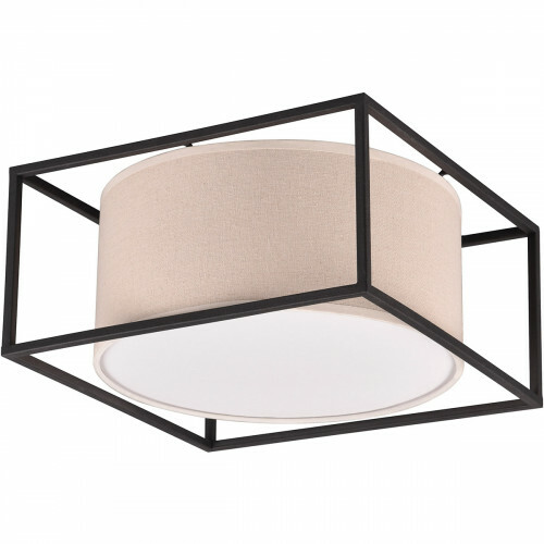 Plafonnier LED - Éclairage de plafond - Trion Rocky - Douille E27 - 2 lumières - Industriel - Noir Mat - Métal