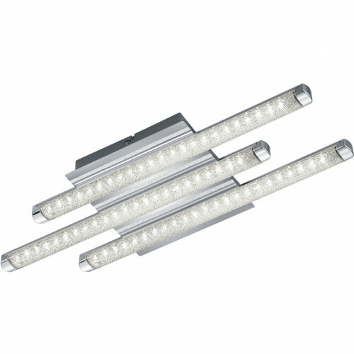 Plafonnier LED - Éclairage de Plafond - Trion Staton - 12W - Blanc Chaud 3000K - Rectangle - Mat Chrome - Aluminium
