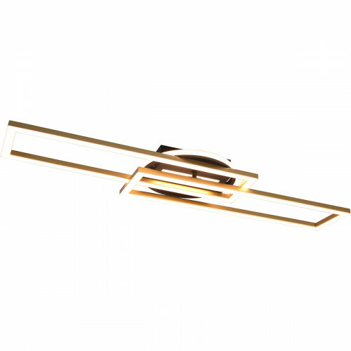 Plafonnier LED - Éclairage de Plafond - Trion Tiger - 30W - Couleur de lumière ajustable - Télécommande - Dimmable - Rectangle - Mat Or - Aluminium