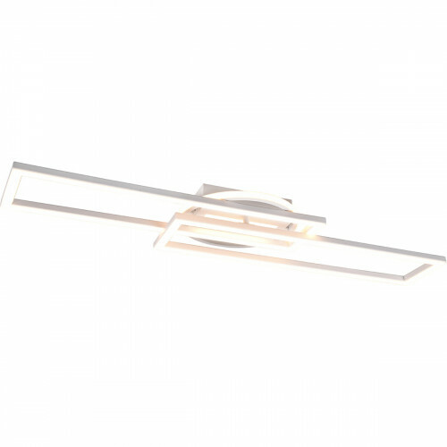 Plafonnier LED - Éclairage de Plafond - Trion Tiger - 30W - Couleur de lumière ajustable - Télécommande - Dimmable - Rectangle - Mat Blanc - Aluminium