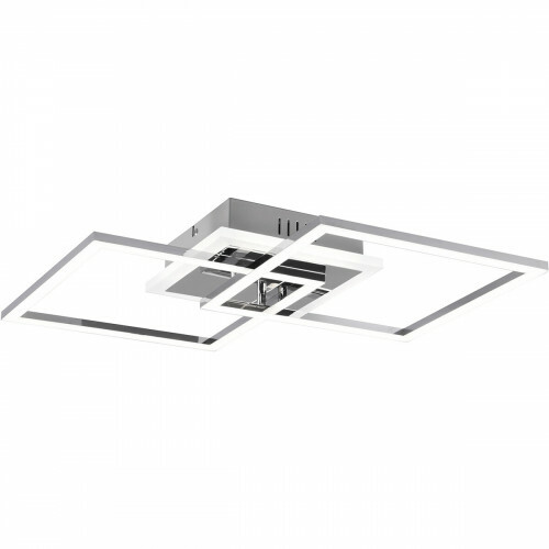 Plafonnier LED - Éclairage de Plafond - Trion Venda - 25W - Blanc Neutre 4000K - Dimmable - Carré - Mat Chrome - Aluminium