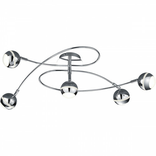 Plafonnier LED - Trion Bonaret - 15W - Blanc Chaud 3100K - 5-lumières - Rond - Chrome Brillant - Aluminium