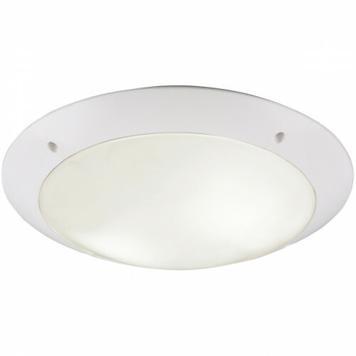 Plafonnier LED - Lumière de Salle de Bain - Trion Camiro - En Saillie Rond - Étanche IP54 - Douille E27 - 2-lumières - Mat Blanc - Plastique