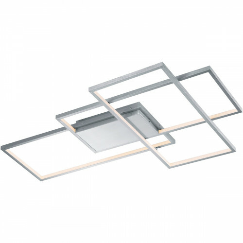 Plafonnier LED WiZ - LED Intelligente - Éclairage de Plafond - Trion Tiagi - 40W - Couleur de lumière ajustable - RGBW - Télécommande - Dimmable - Rectangle - Mat Nickel - Aluminium