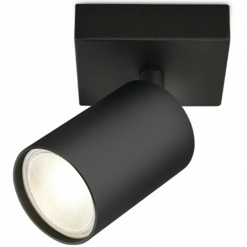 Spot de plafond LED - Brinton Betin - Douille GU10 - 1-lumière - Rond - Mat Noir - Inclinable - Aluminium - Philips - CorePro 827 36D - 3.5W - Blanc Chaud 2700K