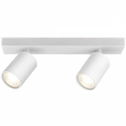 Spot de plafond LED - Brinton Betin - Douille GU10 - 2-lumières - Rond - Mat Blanc - Inclinable - Aluminium - Philips - CorePro 827 36D - Dimmable - 8W - Blanc Chaud 2700K