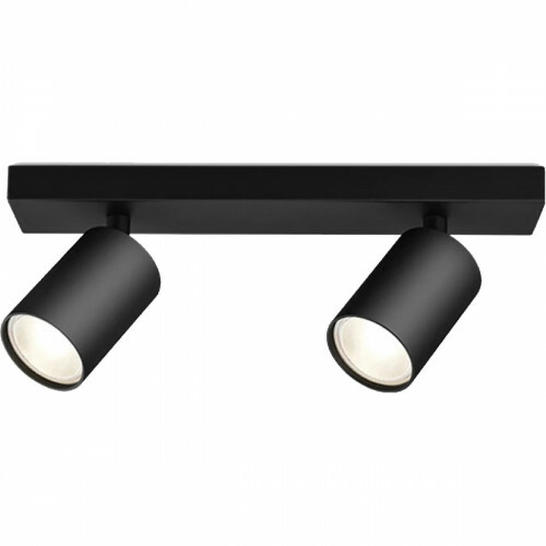 Spot de plafond LED - Brinton Betin - Douille GU10 - 2-lumières - Rond - Mat Noir - Inclinable - Aluminium - Philips - CorePro 827 36D - 9.2W - Blanc Chaud 2700K