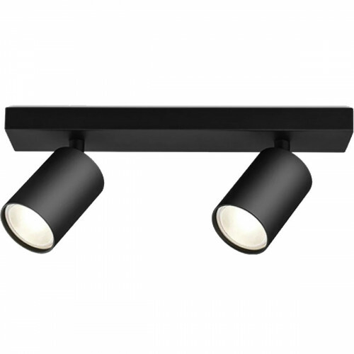 Spot de plafond LED - Brinton Betin - Douille GU10 - 2-lumières - Rond - Mat Noir - Inclinable - Aluminium - Philips - CorePro 827 36D - Dimmable - 10W - Blanc Chaud 2700K