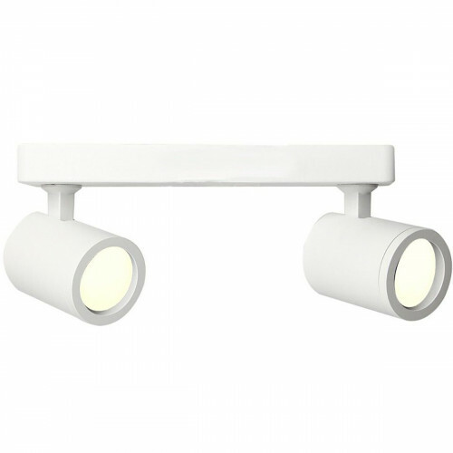 Spot de plafond LED - Facto Colri - Douille GU10 - 2-lumières - Rond - Mat Blanc - Inclinable - Aluminium