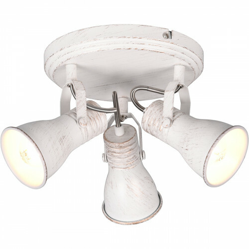 Spot de plafond LED - Éclairage de Plafond - Trion Sanita - Douille E14 - 3-lumières - Rond - Blanc Antique - Aluminium