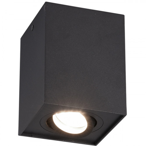 Spot de plafond LED - Trion Bisqy - Douille GU10 - 1-lumière - Carré - Mat Noir - Aluminium