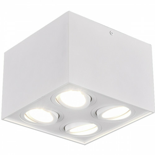 Spot de plafond LED - Trion Bisqy - Douille GU10 - 4-lumières - Carré - Mat Blanc - Aluminium