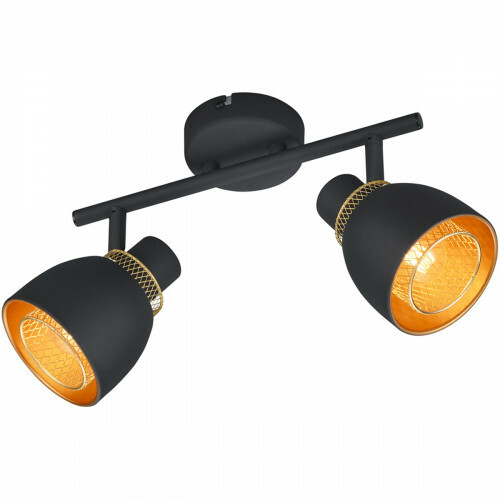 Spot de plafond LED - Trion Blado - Douille E14 - 2 lumières - Rectangulaire - Noir Mat - Métal