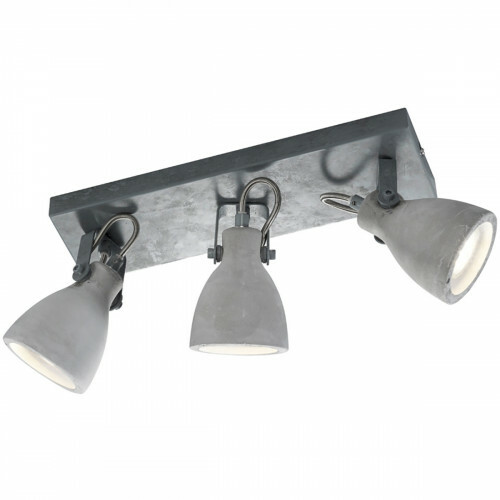 Spot de plafond LED - Trion Conry - Douille GU10 - 3-lumières - Rectangle - Mat Gris Aspect Béton - Aluminium