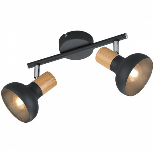 Spot de plafond LED - Trion Livori - Douille E14 - 2 lumières - Rectangulaire - Noir Mat - Métal