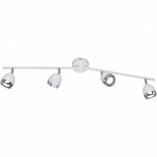 Spot de plafond LED - Trion Nonta - Douille GU10 - 12W - Blanc Chaud 3000K - 4-lumières - Rectangle - Mat Blanc - Aluminium