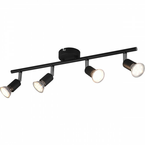 Spot de plafond LED - Trion Pamo - Douille GU10 - 4-lumières - Rond - Mat Noir - Aluminium