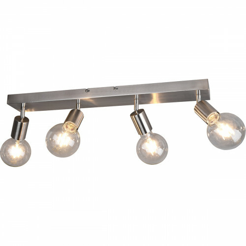 Spot de plafond LED - Trion Zuncka - Douille E27 - 4-lumières - Rectangle - Mat Nickel - Aluminium