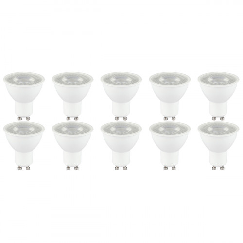 Pack de 10 Spots LED - Viron Hytro - Douille GU10 - 6W - Blanc Froid 6400K - Mat Blanc - Plastique