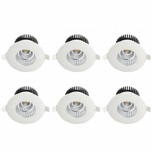 Pack de 6 Spots LED - Spot Encastré - Rond 6W - Étanche IP65 - Blanc Neutre 4200K - Mat Blanc Aluminium - Ø90mm