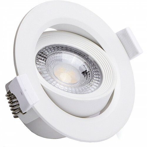Spot LED - Spot Encastré - Aigi Nilona - 7W - Blanc Chaud 3000K - Rond - Inclinable - Mat Blanc - Aluminium