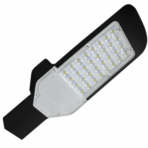 Lampe de rue LED - Éclairage de Rue - Orny - 30W - Blanc Froid 6400K - Étanche IP65 - Mat Noir - Aluminium