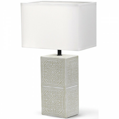 Lampe de Table LED - Éclairage de Table - Aigi Astron XL - Douille E14 - Carré - Mat Blanc - Céramique