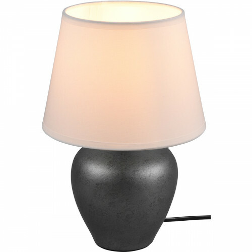 Lampe de Table LED - Éclairage de Table - Trion Albino - Douille E14 - Rond - Nickel Antique - Blanc - Céramique - Ø180mm