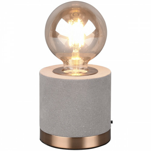 Lampe de Table LED - Éclairage de Table - Trion Juda - Douille E27 - Rond - Mat Gris - Textile