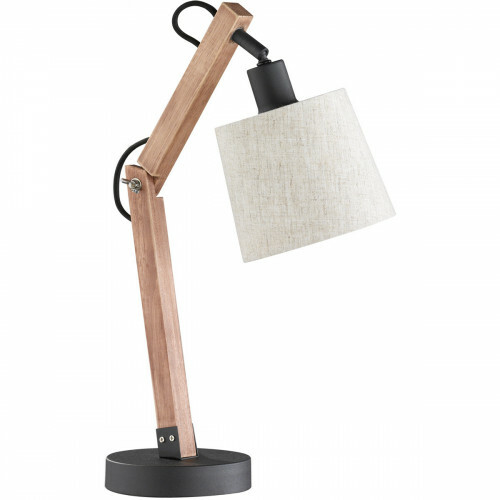 Lampe de bureau LED - Éclairage de Table - Trion Kojan - Douille E14 - Rond - Mat Brun - Bois