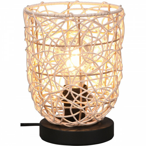 Lampe de Table LED - Éclairage de Table - Trion Lopar - Douille E27 - Rond - Brun - Bois