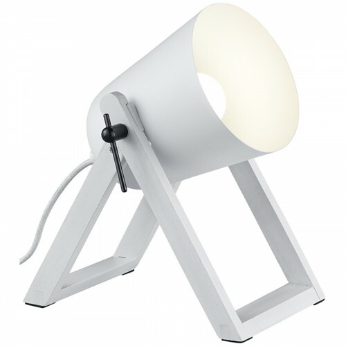 Lampe de Table LED - Éclairage de Table - Trion Maryla - Douille E27 - Rond - Mat Blanc - Bois