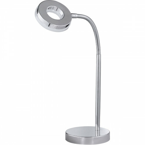 Lampe de bureau LED - Éclairage de Table - Trion Renny - 4W - Blanc Chaud 3000K - Rond - Chrome Brillant - Aluminium