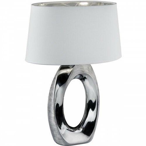 Lampe de Table LED - Éclairage de Table - Trion Tibos - Douille E27 - Rond - Mat Argent - Céramique