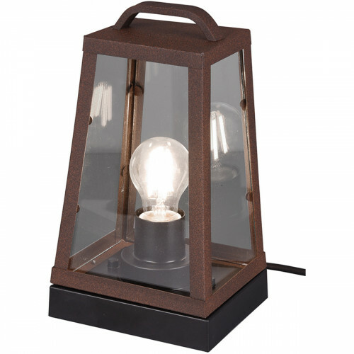 Lampe de Table LED - Trion Aknaky - Douille E27 - Carré - Couleur Rouille - Aluminium