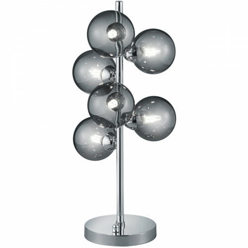 Lampe de Table LED - Trion Alionisa - Douille G9 - 6-lumières - Dimmable - Rond - Verre Fumé Chrome Brillant - Aluminium