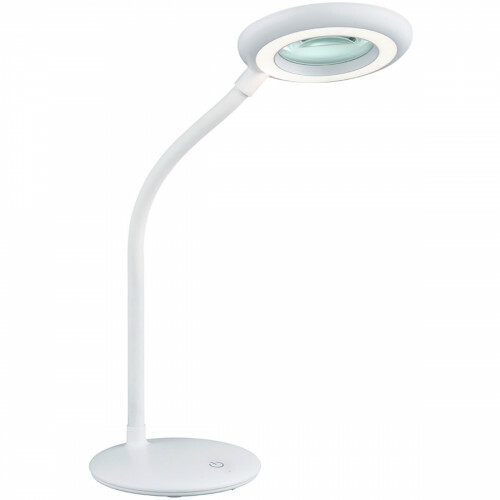 Lampe de Table LED - Trion Dorano - Dimmable - Loupe - Rechargeable par USB - Bras Flexible - Blanc